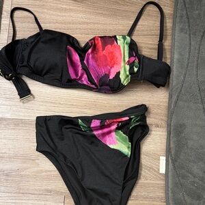Floral Black Bikini Set
